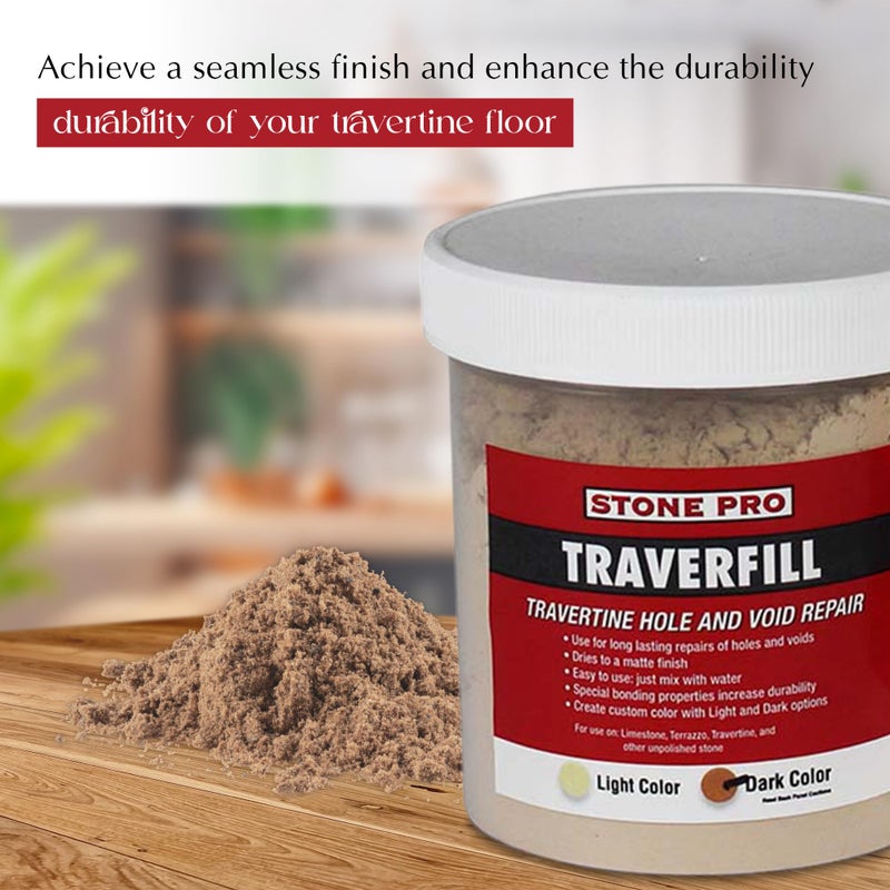Stone Pro Traverfill - Travertine Hole and Void Repair - 1 Pound - Dark - Image 2